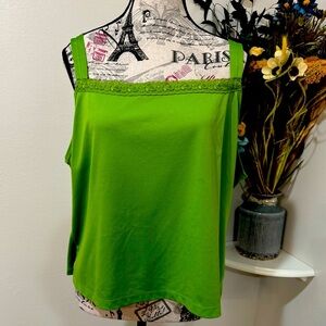 Cato Vibrant Green Lace Camisole Women's size XL